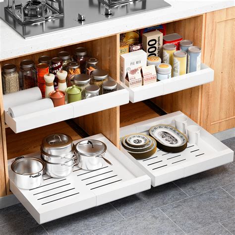 slide out cabinet organizer|expandable pull out cabinet organizer.